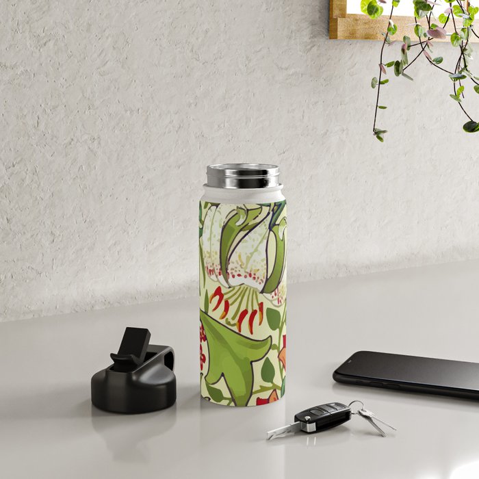 William Morris Garden Lily Floral Print Water Bottle Gallery Image 4
