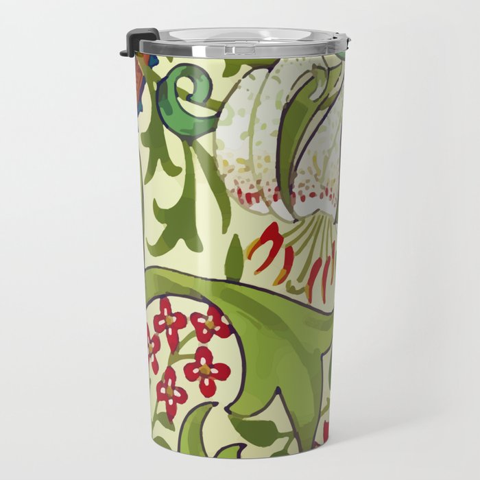 William Morris Garden Lily Floral Print Travel Mug Gallery Image 3