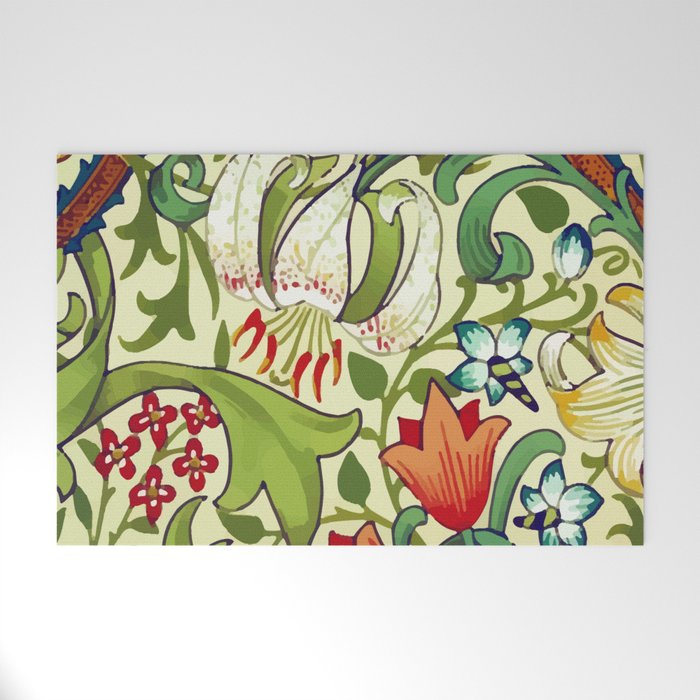 William Morris Garden Lily Floral Print Welcome Mat Gallery Image 1