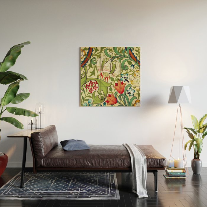 William Morris Garden Lily Floral Print Wood Wall Art Gallery Image 2