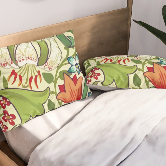 William Morris Garden Lily Floral Print Pillow Sham Gallery Image 2