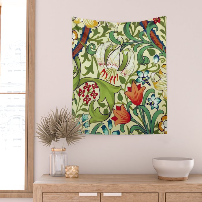 William Morris Garden Lily Floral Print Wall Tapestry Gallery Image 2