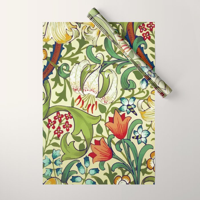 William Morris Garden Lily Floral Print Wrapping Paper Gallery Image 1