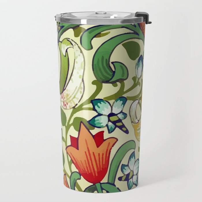 William Morris Garden Lily Floral Print Travel Mug Gallery Image 2