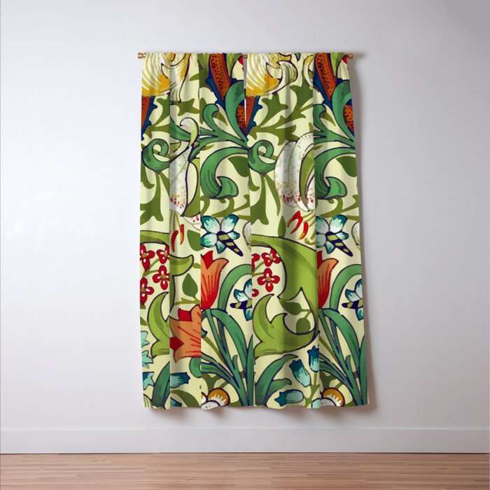 William Morris Garden Lily Floral Print Window Curtain Gallery Image 3