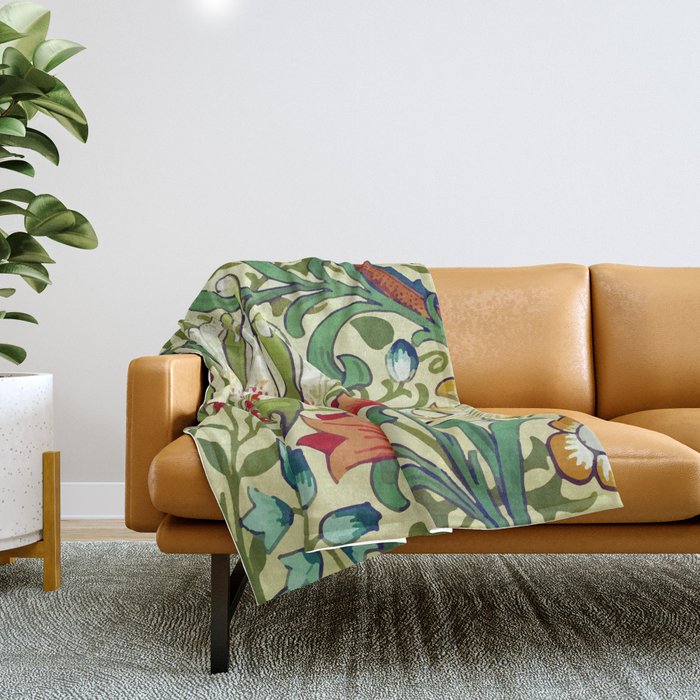 William Morris Garden Lily Floral Print Throw Blanket Gallery Image 1