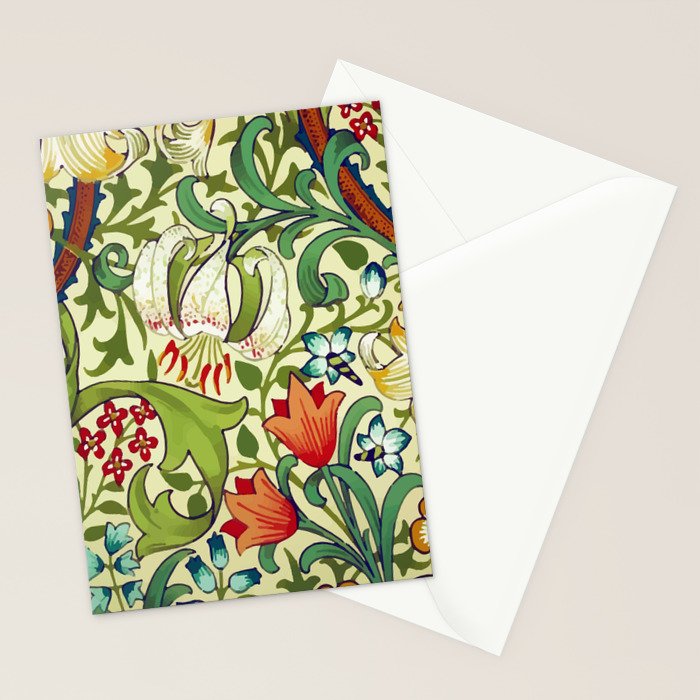 William Morris Garden Lily Floral Print Stationery Card Gallery Image 2