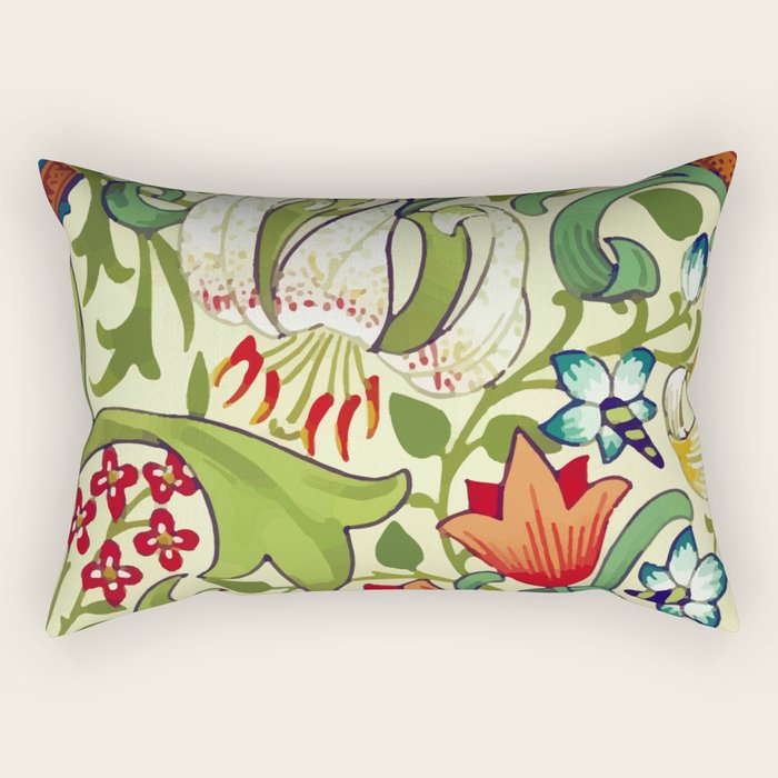 William Morris Garden Lily Floral Print Rectangular Pillow Gallery Image 1