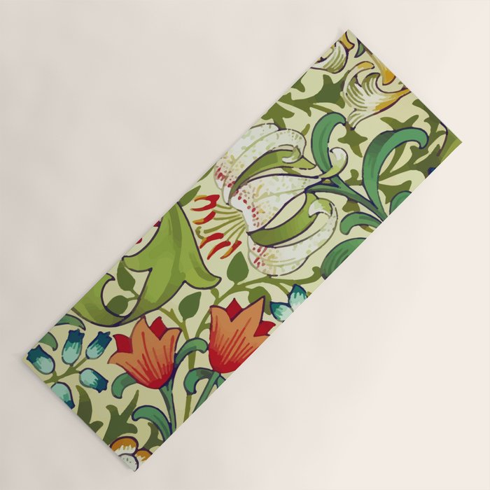 William Morris Garden Lily Floral Print Yoga Mat Gallery Image 1