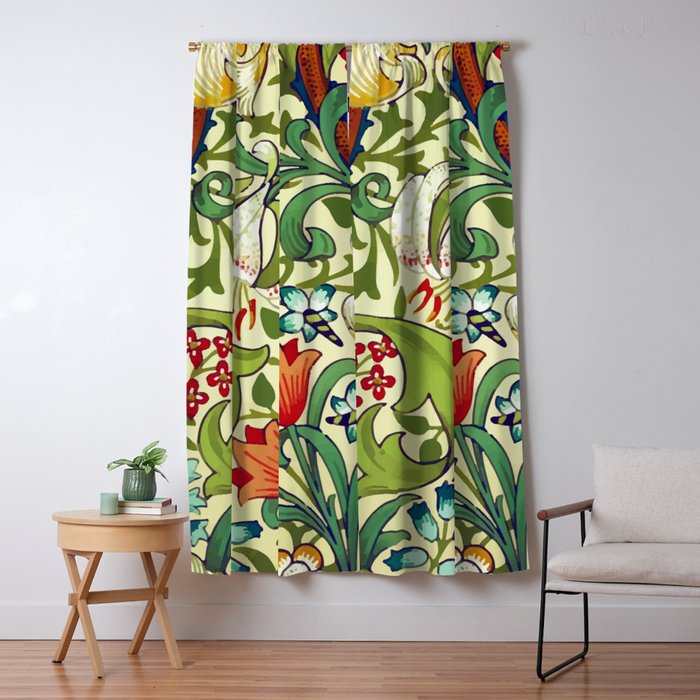 William Morris Garden Lily Floral Print Window Curtain Gallery Image 5