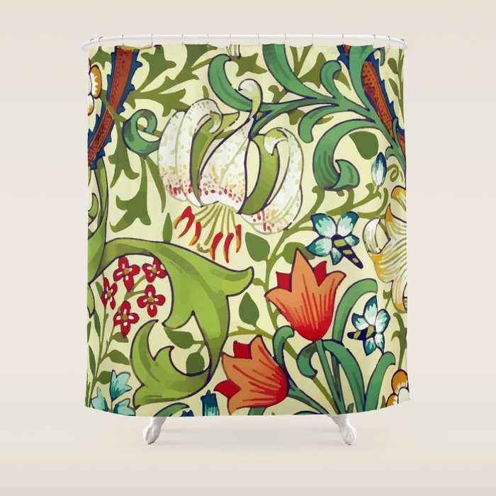 William Morris Garden Lily Floral Print Shower Curtain Gallery Image 1