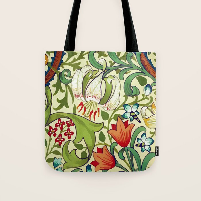 William Morris Garden Lily Floral Print Tote Bag Gallery Image 1