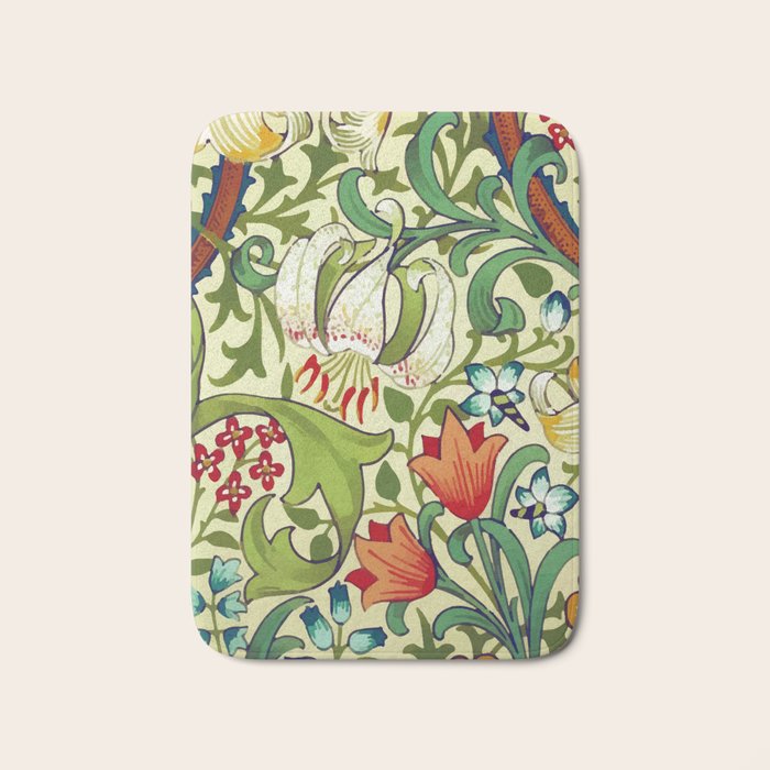 William Morris Garden Lily Floral Print Bath Mat Gallery Image 1