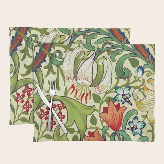 William Morris Garden Lily Floral Print Placemat Gallery Image 1