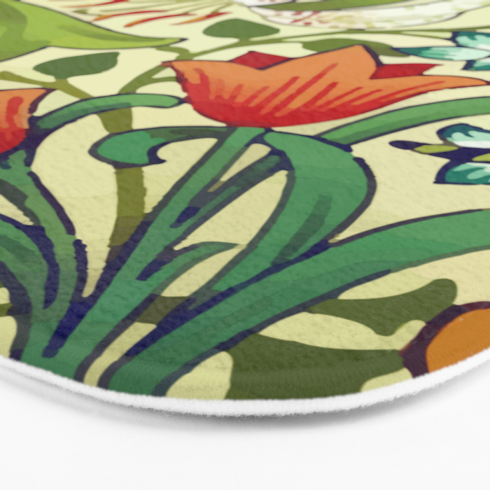 William Morris Garden Lily Floral Print Bath Mat Gallery Image 3