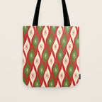 Retro Christmas Ornaments Pattern Red Cream Green Tote Bag Gallery Image 1