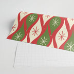 Retro Christmas Ornaments Pattern Red Cream Green Wrapping Paper Gallery Image 2