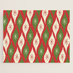 Retro Christmas Ornaments Pattern Red Cream Green Jigsaw Puzzle Gallery Image 1