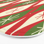 Retro Christmas Ornaments Pattern Red Cream Green Bath Mat Gallery Image 3
