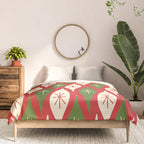 Retro Christmas Ornaments Pattern Red Cream Green Comforter Gallery Image 3