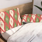 Retro Christmas Ornaments Pattern Red Cream Green Pillow Sham Gallery Image 2