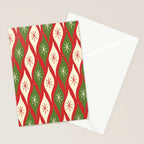 Retro Christmas Ornaments Pattern Red Cream Green Stationery Card Gallery Image 2