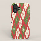 Retro Christmas Ornaments Pattern Red Cream Green iPhone Case Gallery Image 1