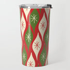 Retro Christmas Ornaments Pattern Red Cream Green Travel Mug Gallery Image 2