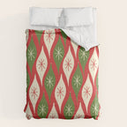 Retro Christmas Ornaments Pattern Red Cream Green Comforter Gallery Image 6
