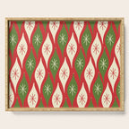Retro Christmas Ornaments Pattern Red Cream Green Serving Tray Gallery Image 1