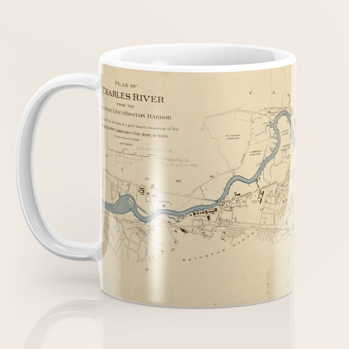 Vintage Map of The Charles River (1894) Coffee Mug Gallery Image 3