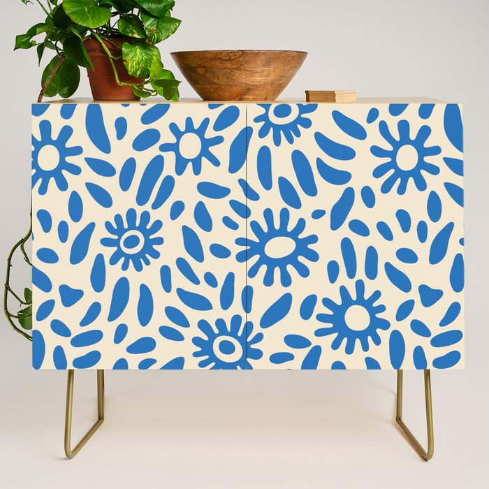 Abstract blue nature flower art pattern Credenza Gallery Image 1