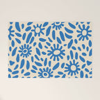 Abstract blue nature flower art pattern Welcome Mat Gallery Image 1