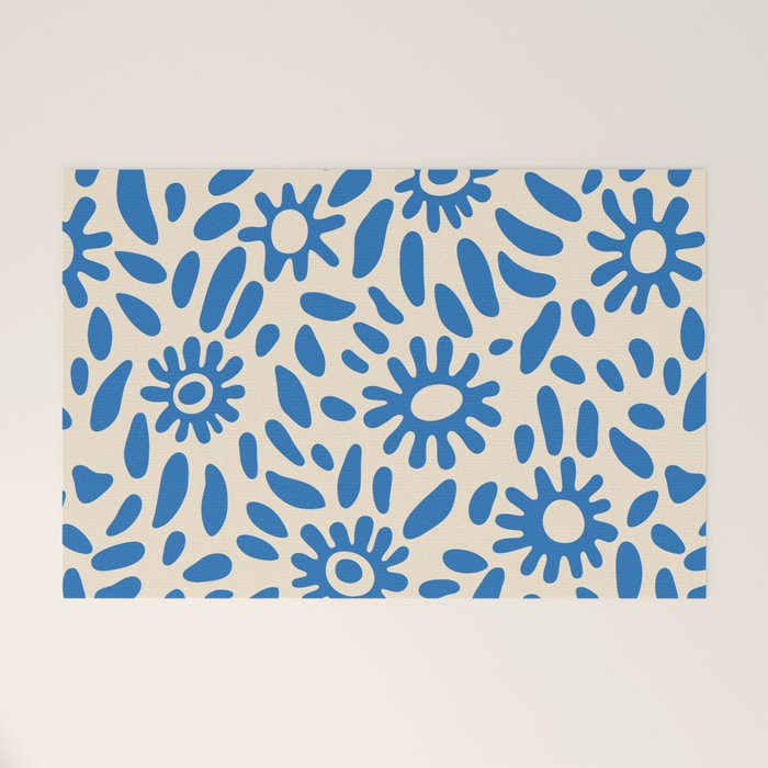 Abstract blue nature flower art pattern Welcome Mat Gallery Image 1
