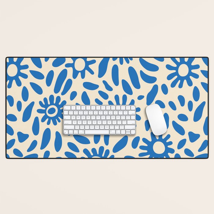 Abstract blue nature flower art pattern Desk Mat Gallery Image 1