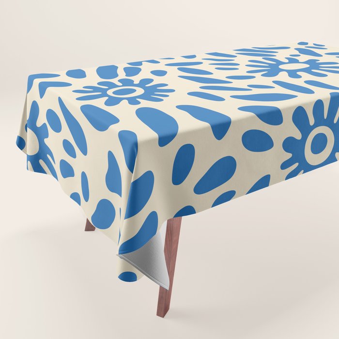 Abstract blue nature flower art pattern Tablecloth Gallery Image 1