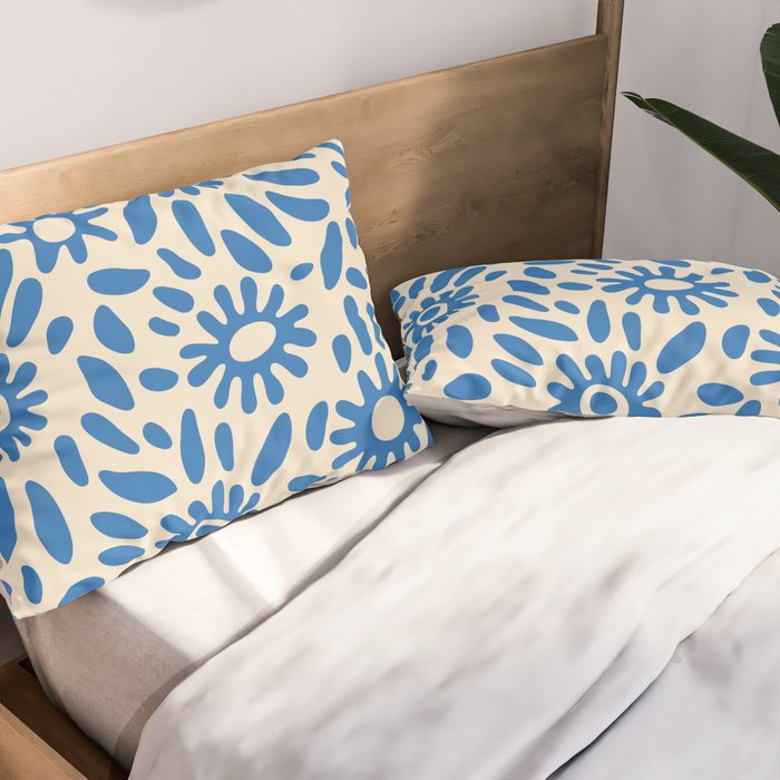 Abstract blue nature flower art pattern Pillow Sham Gallery Image 2