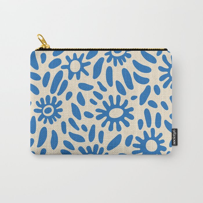 Abstract blue nature flower art pattern Carry All Pouch Gallery Image 1