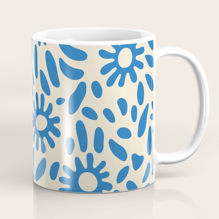Abstract blue nature flower art pattern Coffee Mug Gallery Image 1