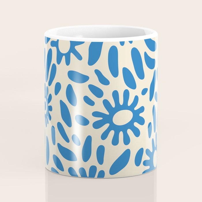 Abstract blue nature flower art pattern Coffee Mug Gallery Image 4