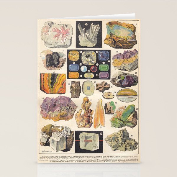 Adolphe Millot Minerals Larousse Vintage Scientific Encyclopedia Illustration Mineralogy Gemstones Stationery Card Gallery Image 2