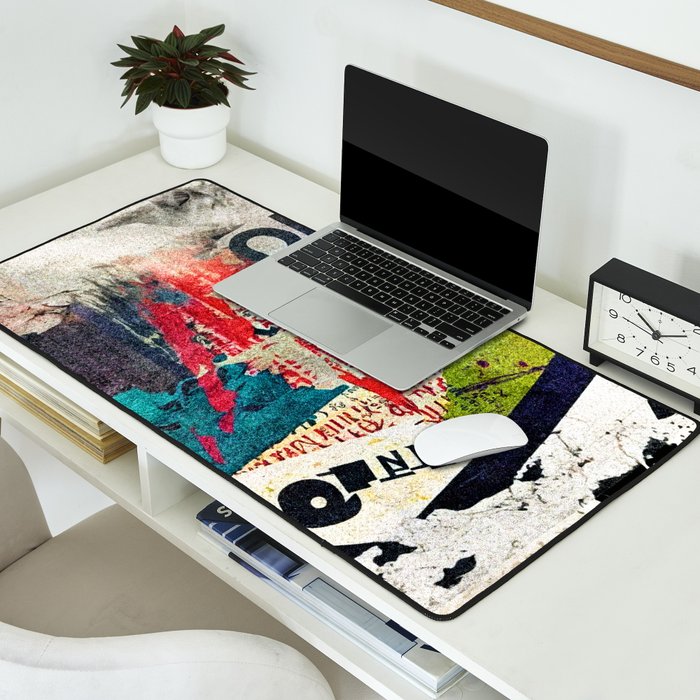 Urban Industrial Graffiti-Inspired Collage Art Aesthetic Abstract Desk Mat Gallery Image 2