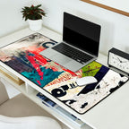 Urban Industrial Graffiti-Inspired Collage Art Aesthetic Abstract Desk Mat Gallery Image 2