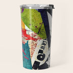 Urban Industrial Graffiti-Inspired Collage Art Aesthetic Abstract Travel Mug Gallery Image 2