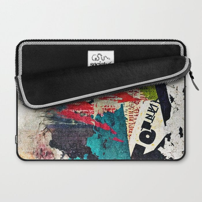 Urban Industrial Graffiti-Inspired Collage Art Aesthetic Abstract Laptop Sleeve Gallery Image 2