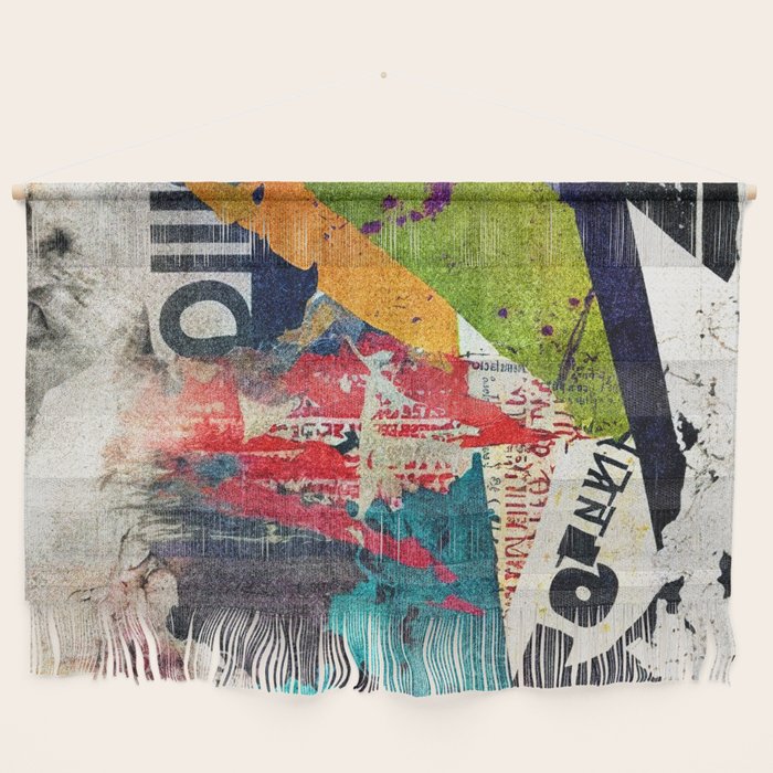 Urban Industrial Graffiti-Inspired Collage Art Aesthetic Abstract Wall Hanging Gallery Image 1