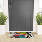 Urban Industrial Graffiti-Inspired Collage Art Aesthetic Abstract Welcome Mat Gallery Image 3