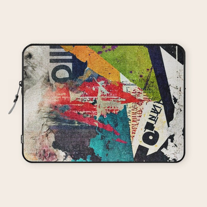 Urban Industrial Graffiti-Inspired Collage Art Aesthetic Abstract Laptop Sleeve Gallery Image 1