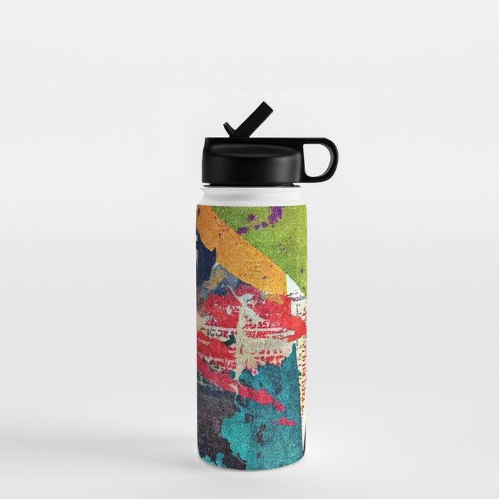 Urban Industrial Graffiti-Inspired Collage Art Aesthetic Abstract Water Bottle Gallery Image 1