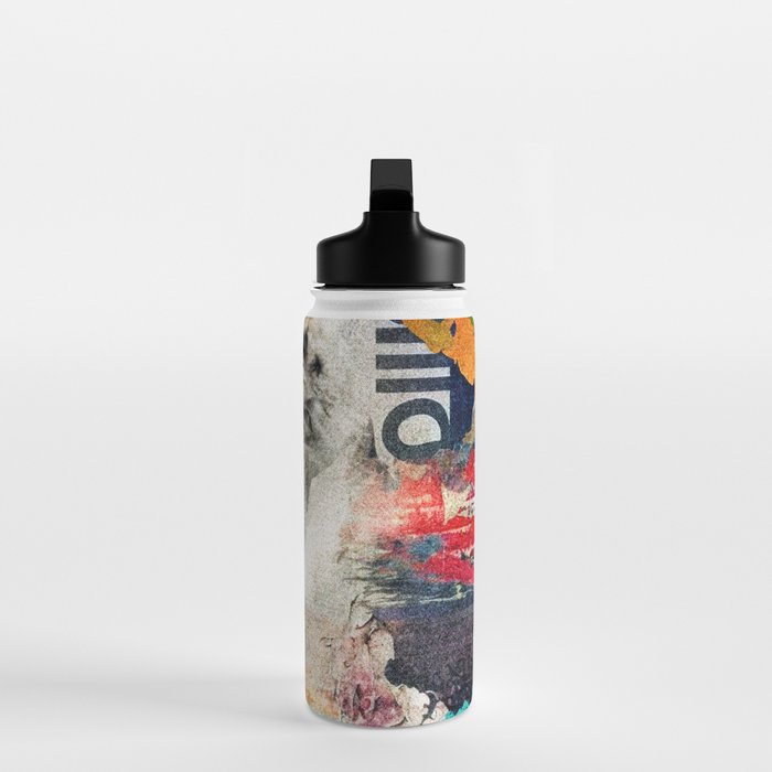 Urban Industrial Graffiti-Inspired Collage Art Aesthetic Abstract Water Bottle Gallery Image 3